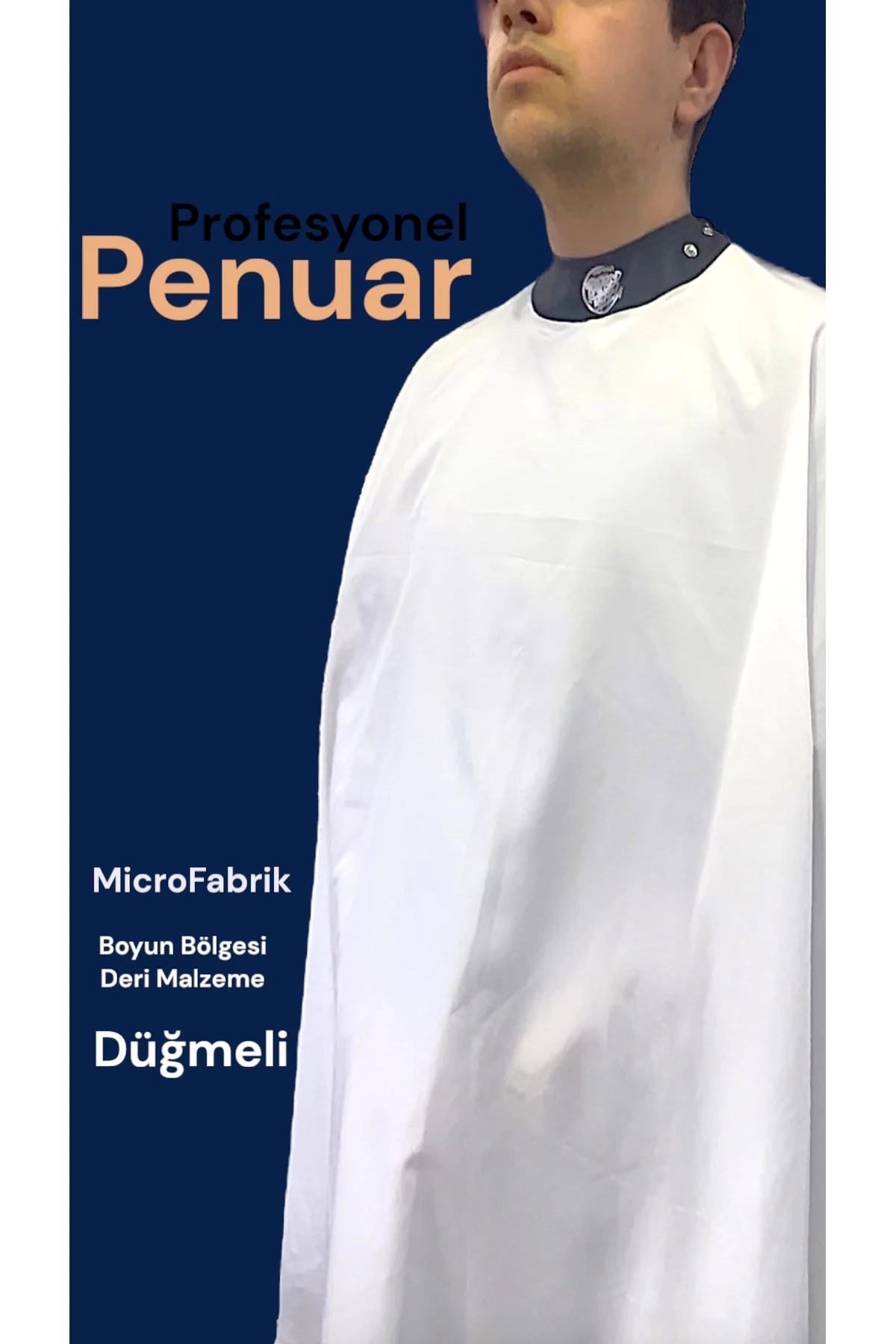 Profesyonel Kesim Önlüğü (DÜĞMELİ) (BOYUN BANDI GEREKTİRMEZ) Marmara Barber Model