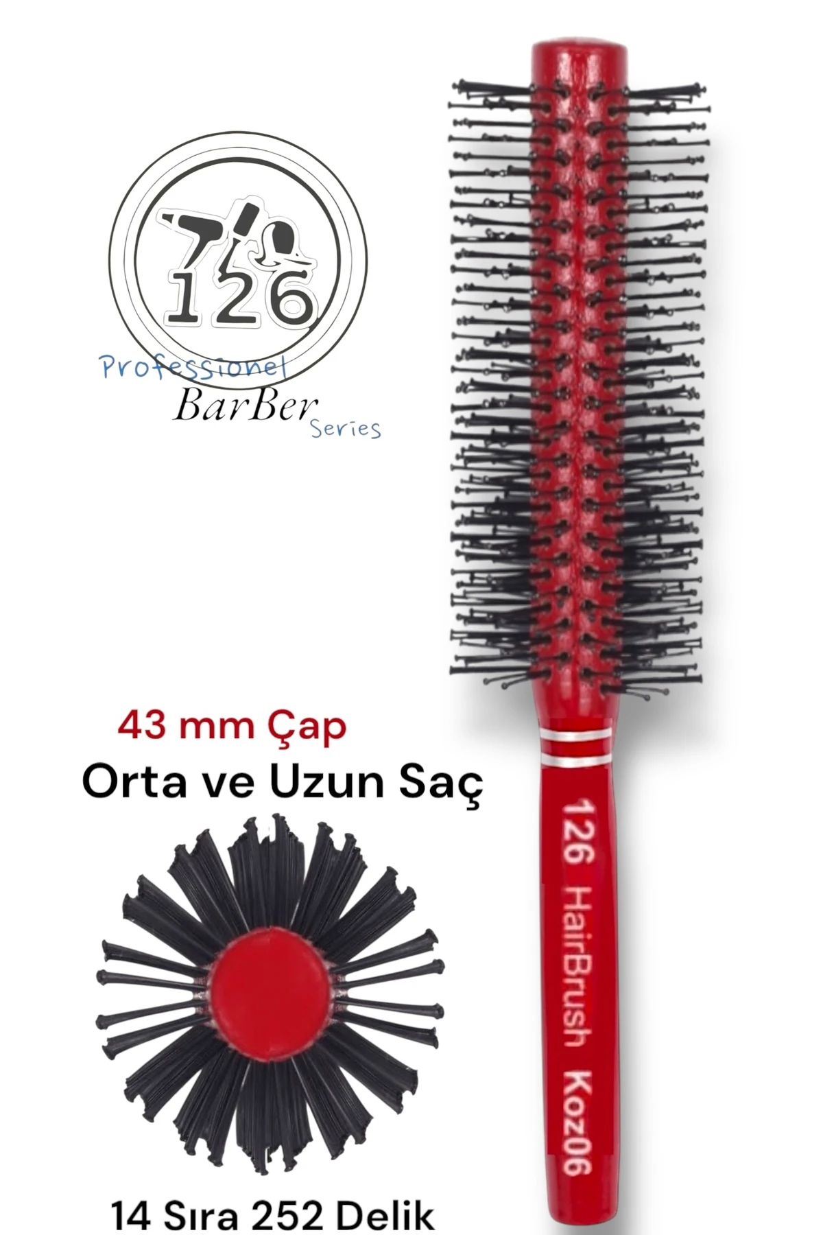 126 koz 05 Topuz Fırçası & koz06 koz07 koz 08 Saç Fırçası Seti