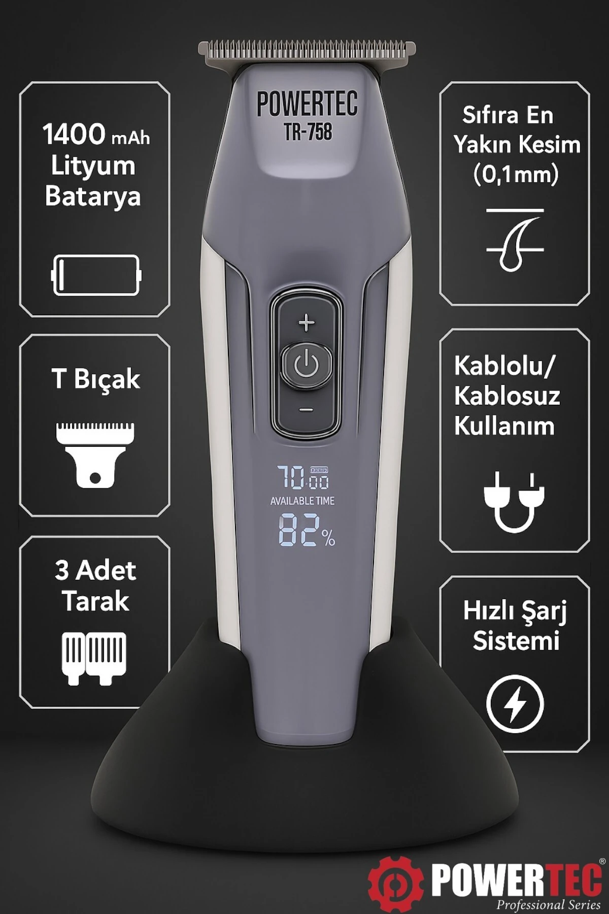 Tr-758 Profesyonel Sakal Ense Tıraş Makinesi (0.1mm - Sıfıra En Yakın)