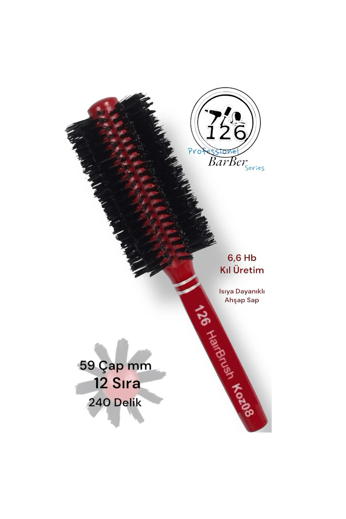 126 koz 05 Topuz Fırçası & koz06 koz07 koz 08 Saç Fırçası Seti