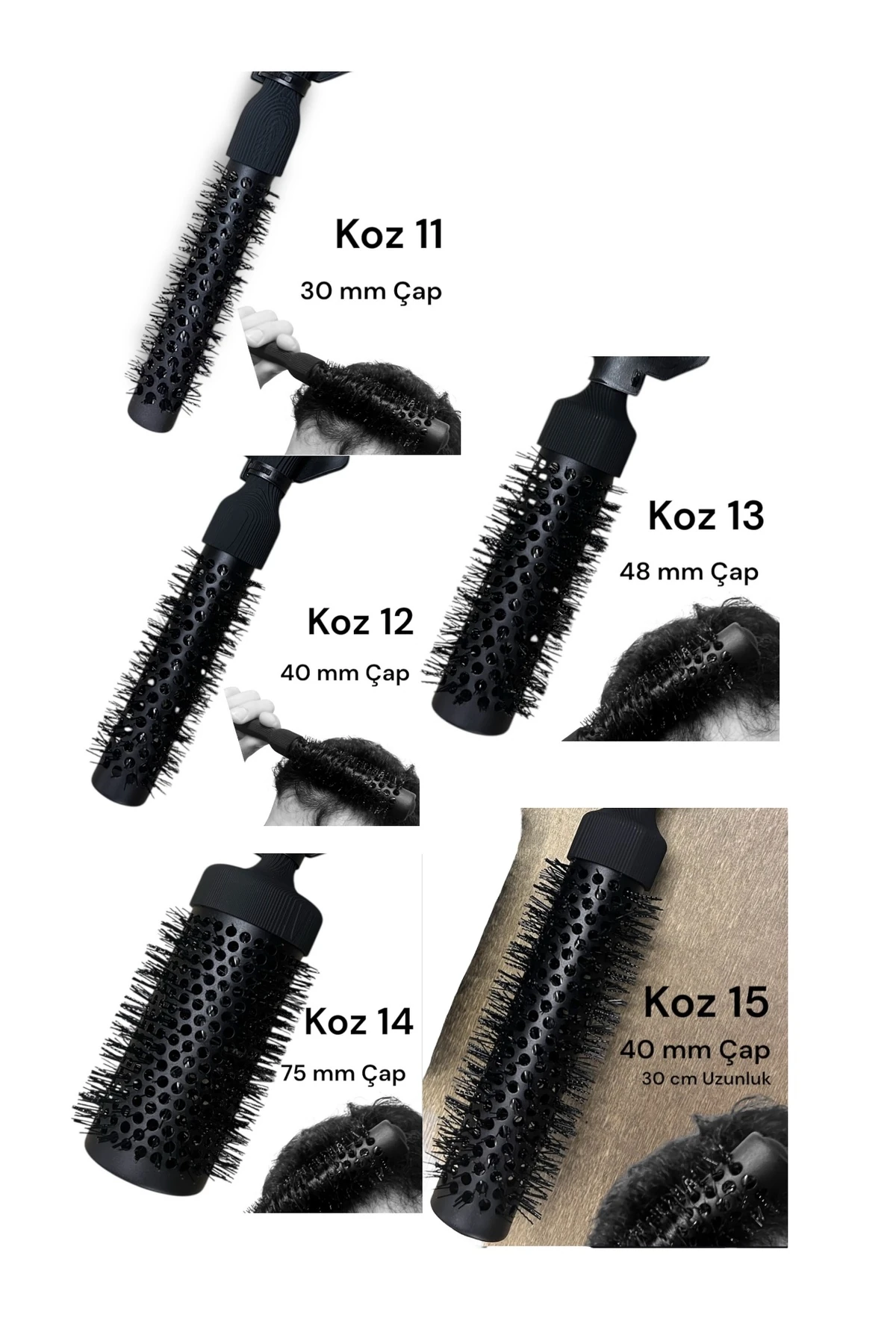 126 koz11,koz12,koz13,koz14,koz15 Fön Fırçası Seti BLACKSPRO