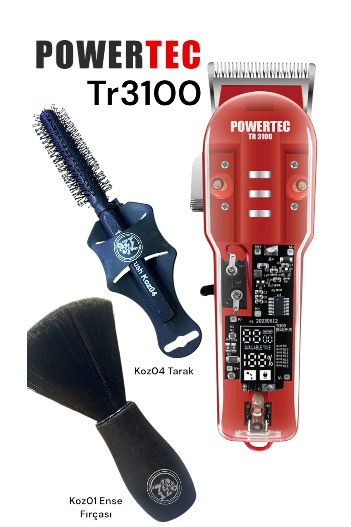 Tr 3100 Tıraş Makinası + Ense Fırçası + Fön Fırçası Set image