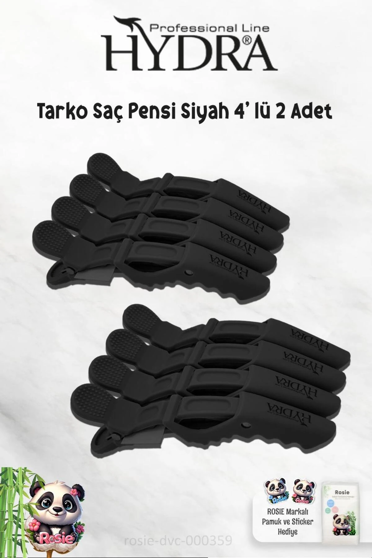 2 Adet Tarko Hydra 2192 Saç Pensi 4 Lü Siyah ve ROSIE image