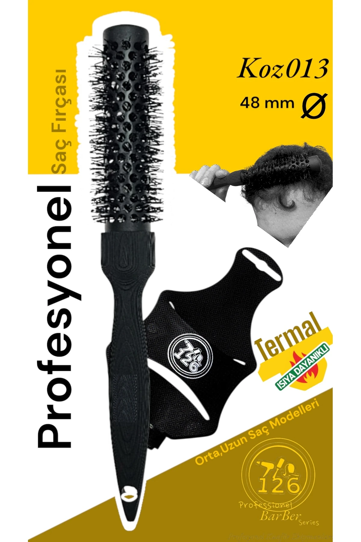 126 koz13 Profesyonel Fön Fırçası (48 mm Çap ) BLACKSPRO