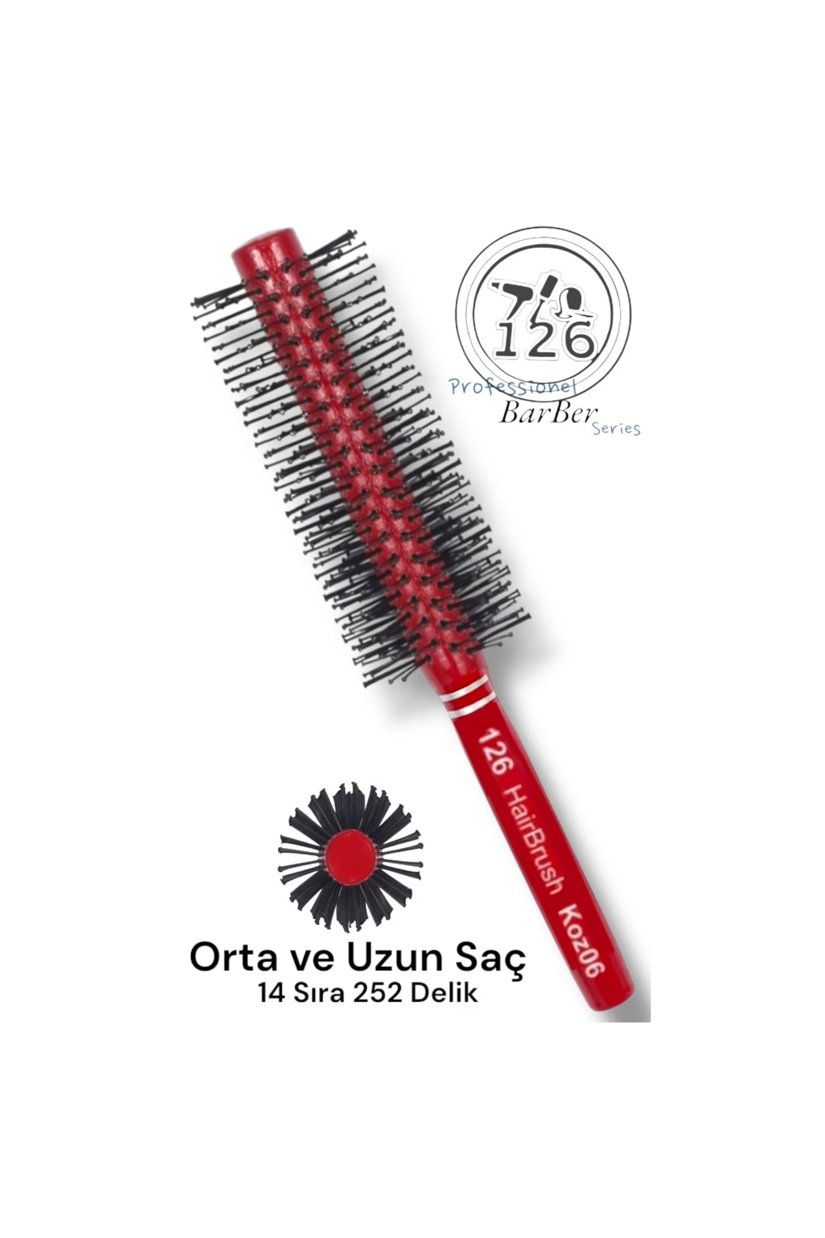 126 koz06 Profesyonel Saç Fön Fırçası & Tarak (43 mm Çap) (Orta Ve Uzun Saç)