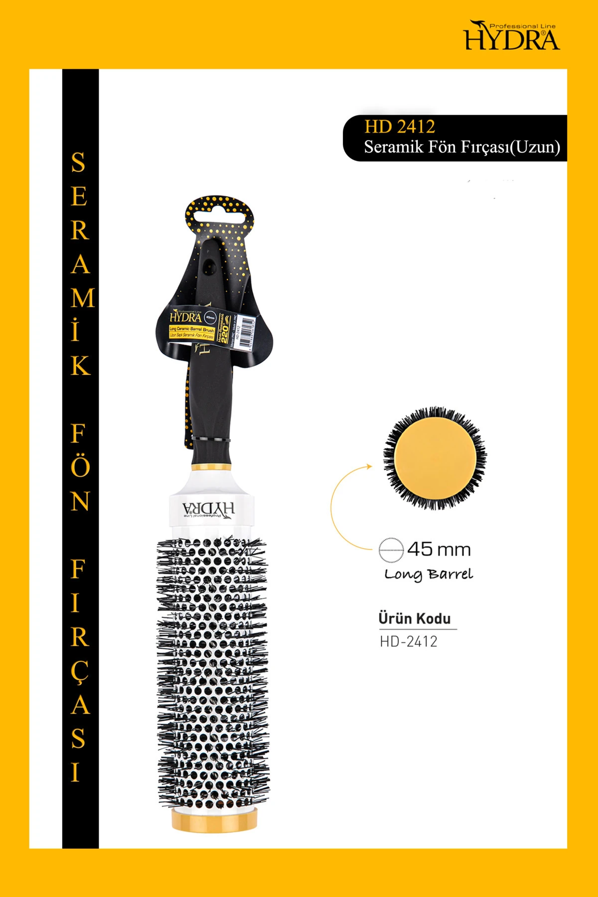 Uzun Saplı Seramik Fön Fırçası Hd-2412 image