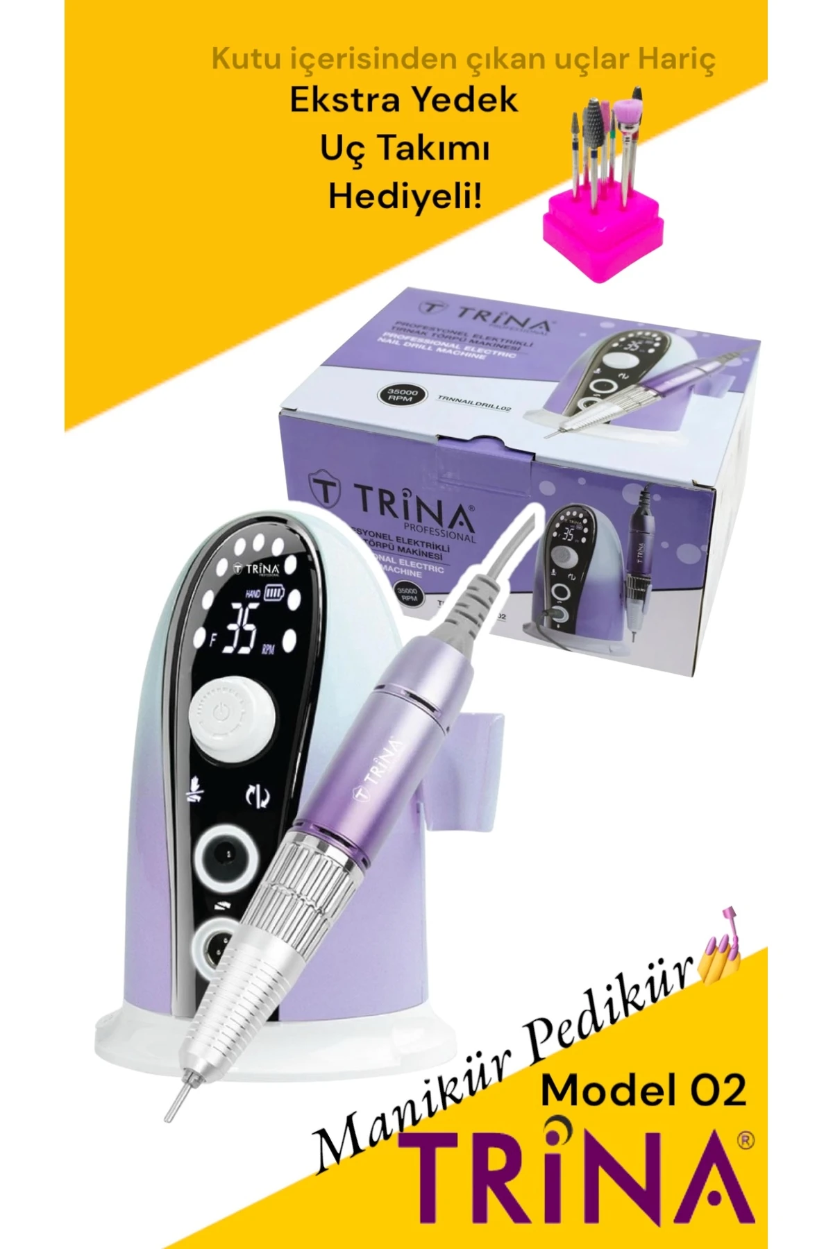 02 Profesyonel Manikür Pedikür Seti (Ekstra Başlık Takımı Hediyeli) main variant image