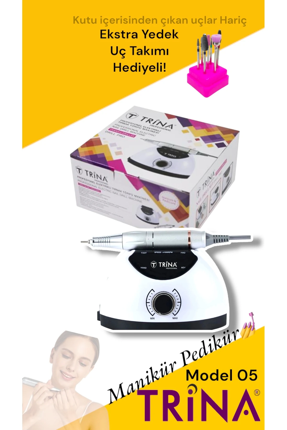 05 Profesyonel Manikür Pedikür Seti (Ekstra yedek uç takımı hediyeli) main variant image