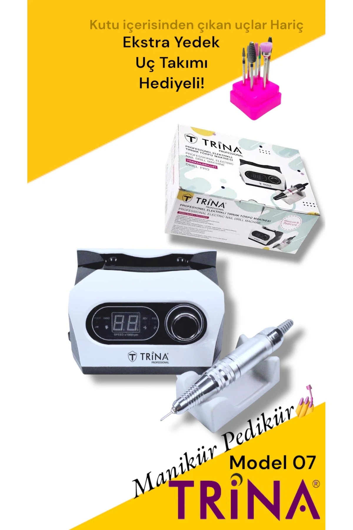 07 Profesyonel Manikür Pedikür Seti (Yedek Başlık Takımı Hediyeli!) main variant image
