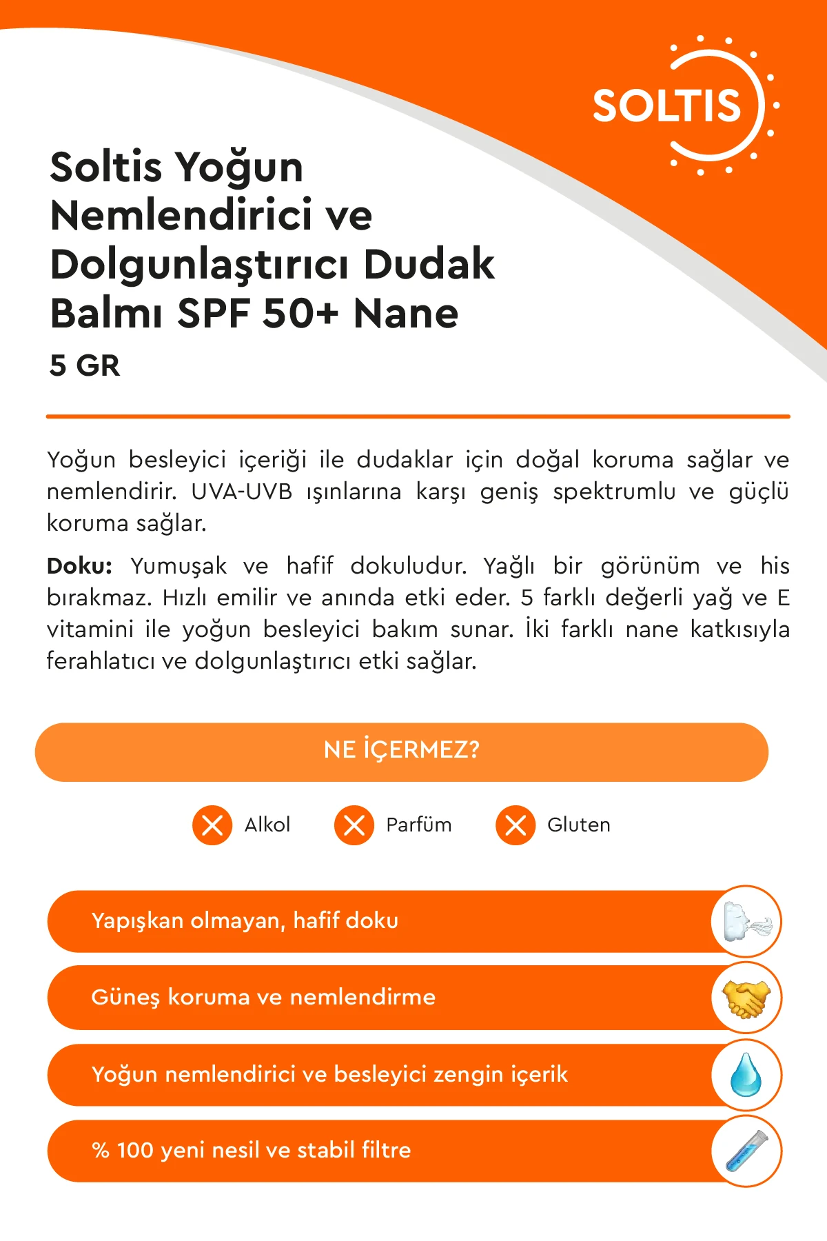 Soltis Dudak Nemlendiricisi SPF50+ - Nane