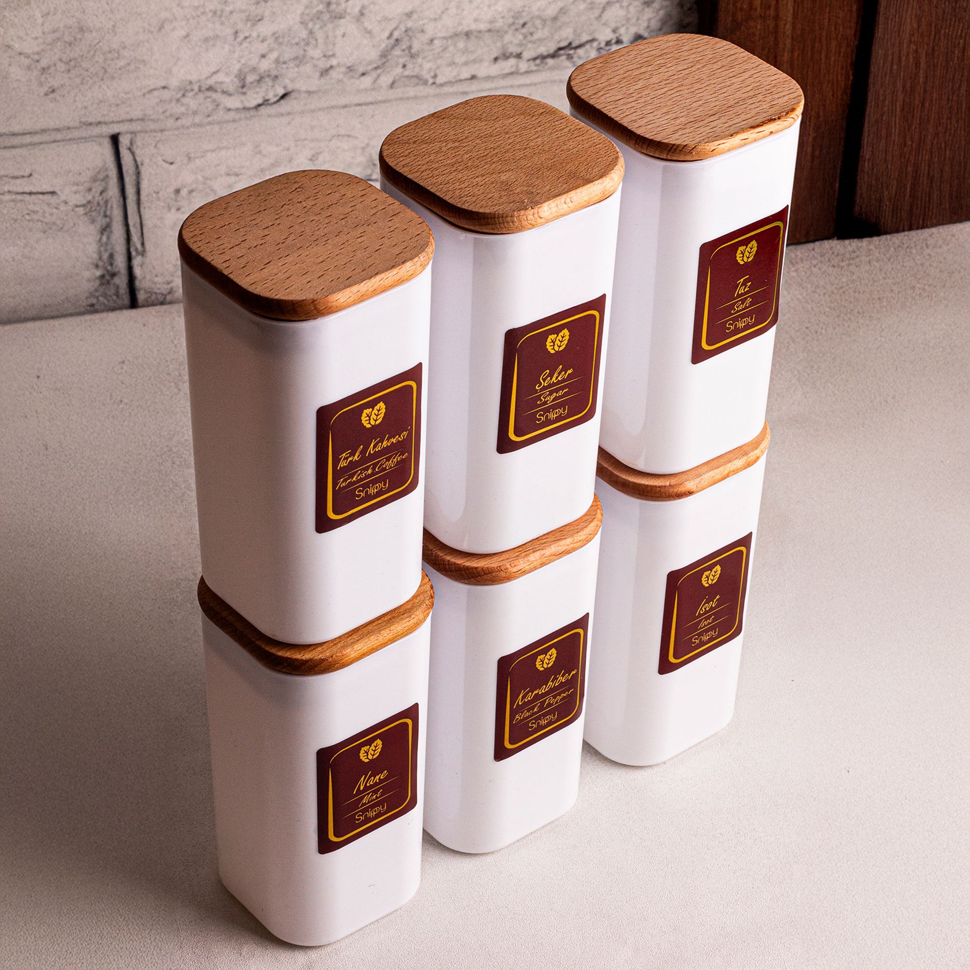 Boxy Beyaz - 6'lı Etiketli Baharatlık Takımı 350 ml
