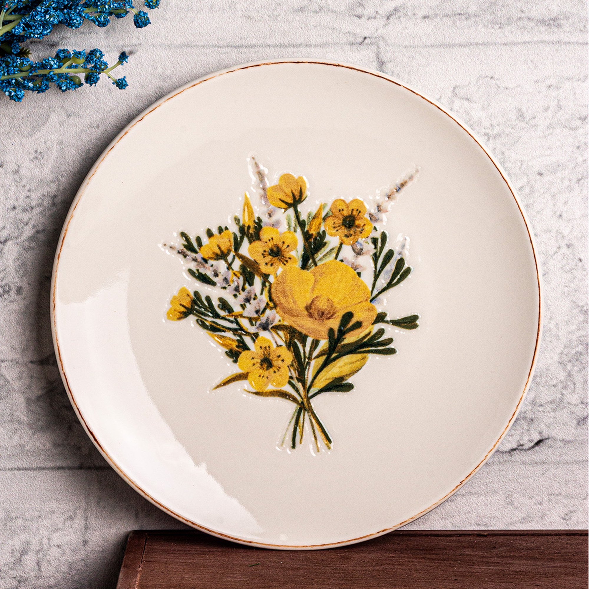 Flowy - 6 Parça Porselen Kahvaltı Takımı Pasta Seti