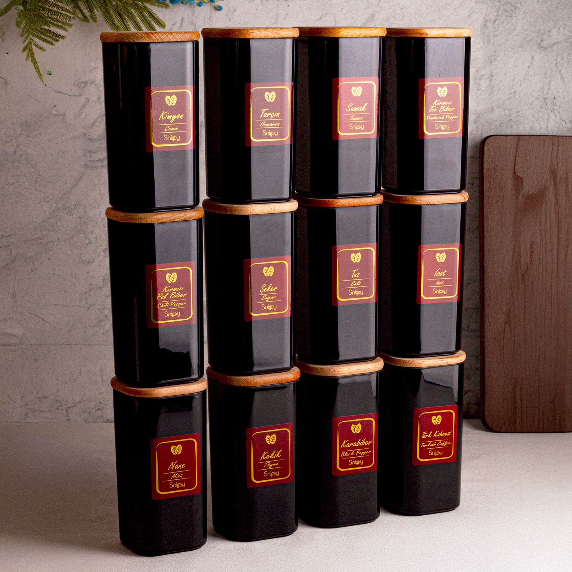 Boxy Siyah- 12'lı Etiketli Baharatlık Takımı 350 ml