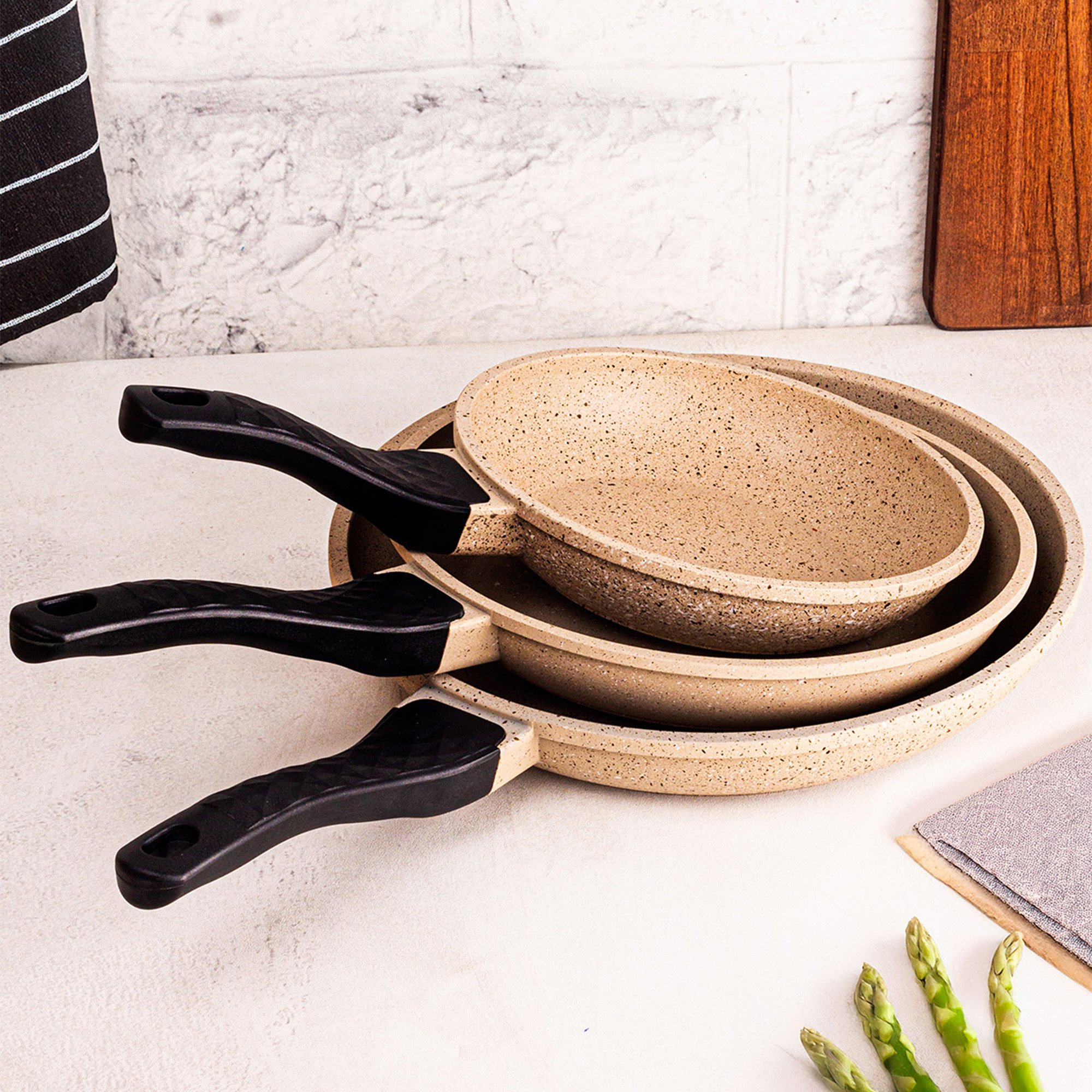 Best Chef - 3'lü Döküm Tava Seti Vizon 20-24-28 cm