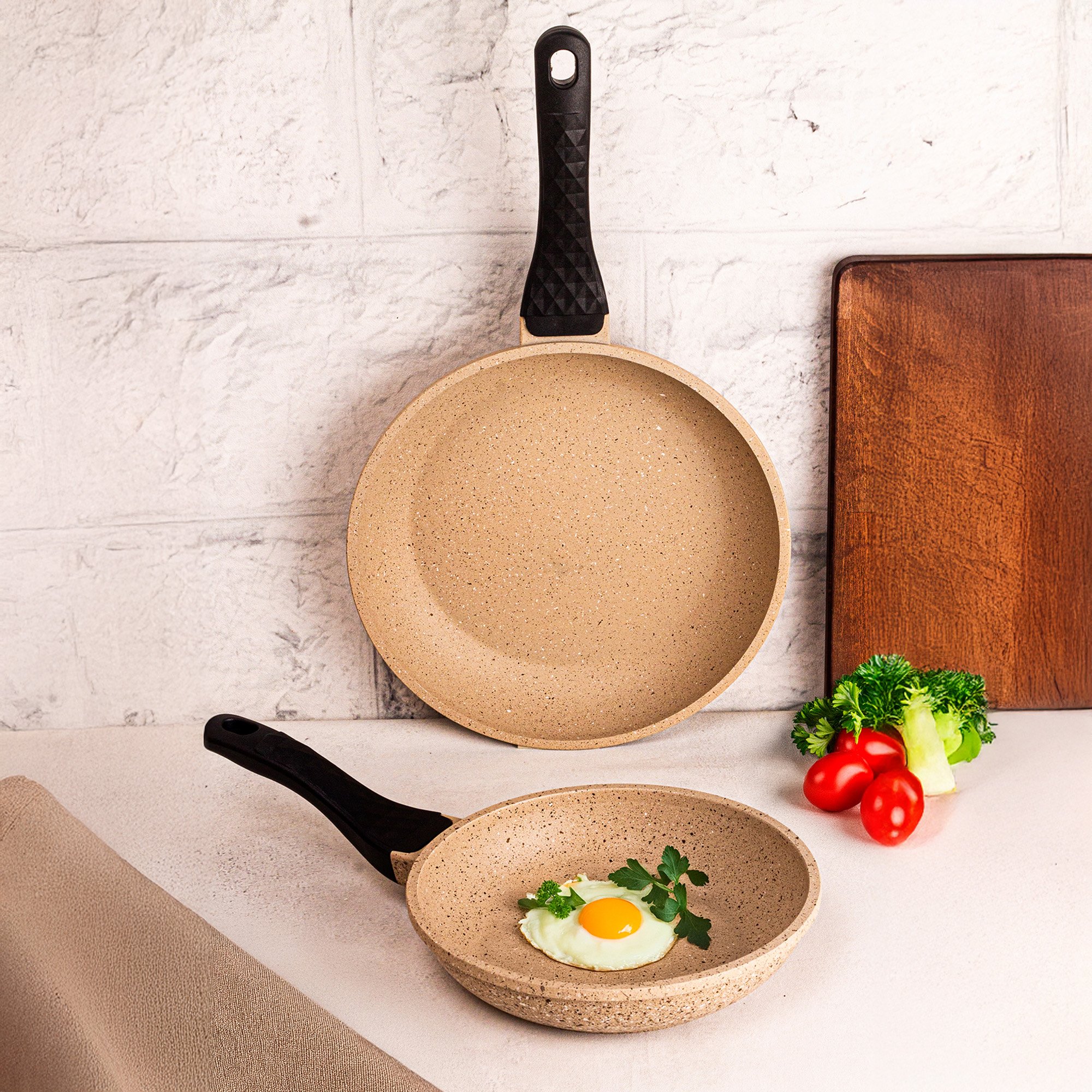 Best Chef - 2'li Döküm Tava Seti Vizon 20-24 cm