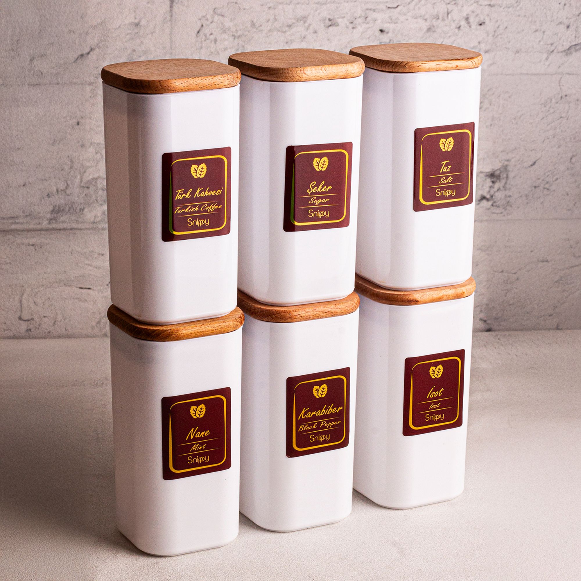 Boxy Beyaz - 6'lı Etiketli Baharatlık Takımı 350 ml