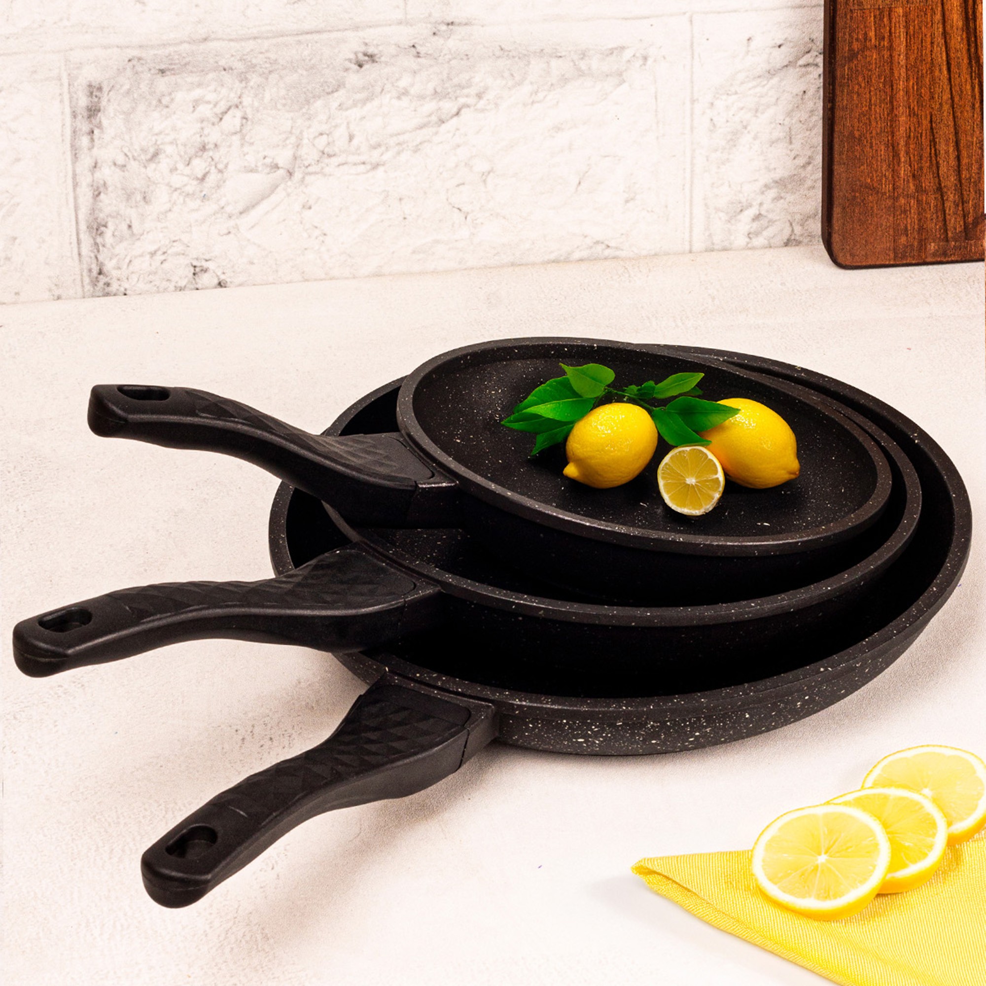 Best Chef - 3'lü Döküm Tava Seti Siyah 20-24-28 cm