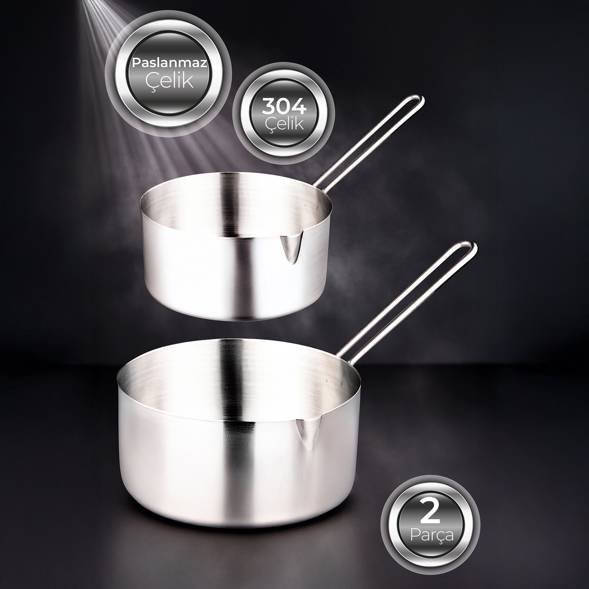  Inoxa - 2'li Kaçerola Sütlük Sosluk 14-16 cm