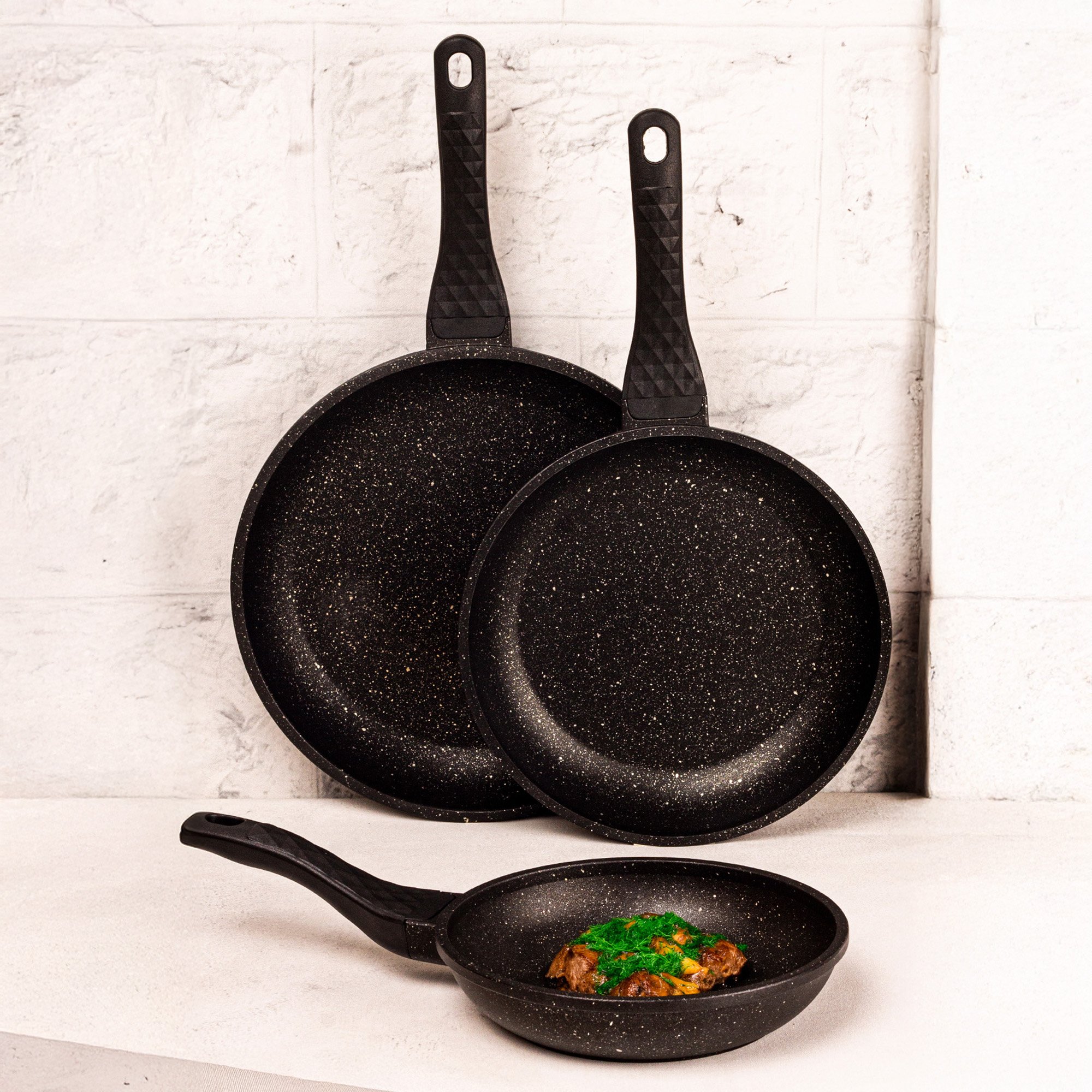 Best Chef - 3'lü Döküm Tava Seti Siyah 20-24-28 cm