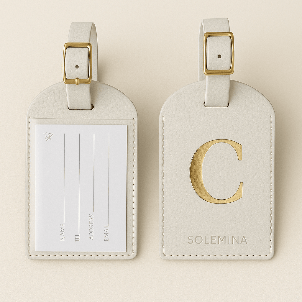Leather Suitcase Tag (Personalized) - Grey