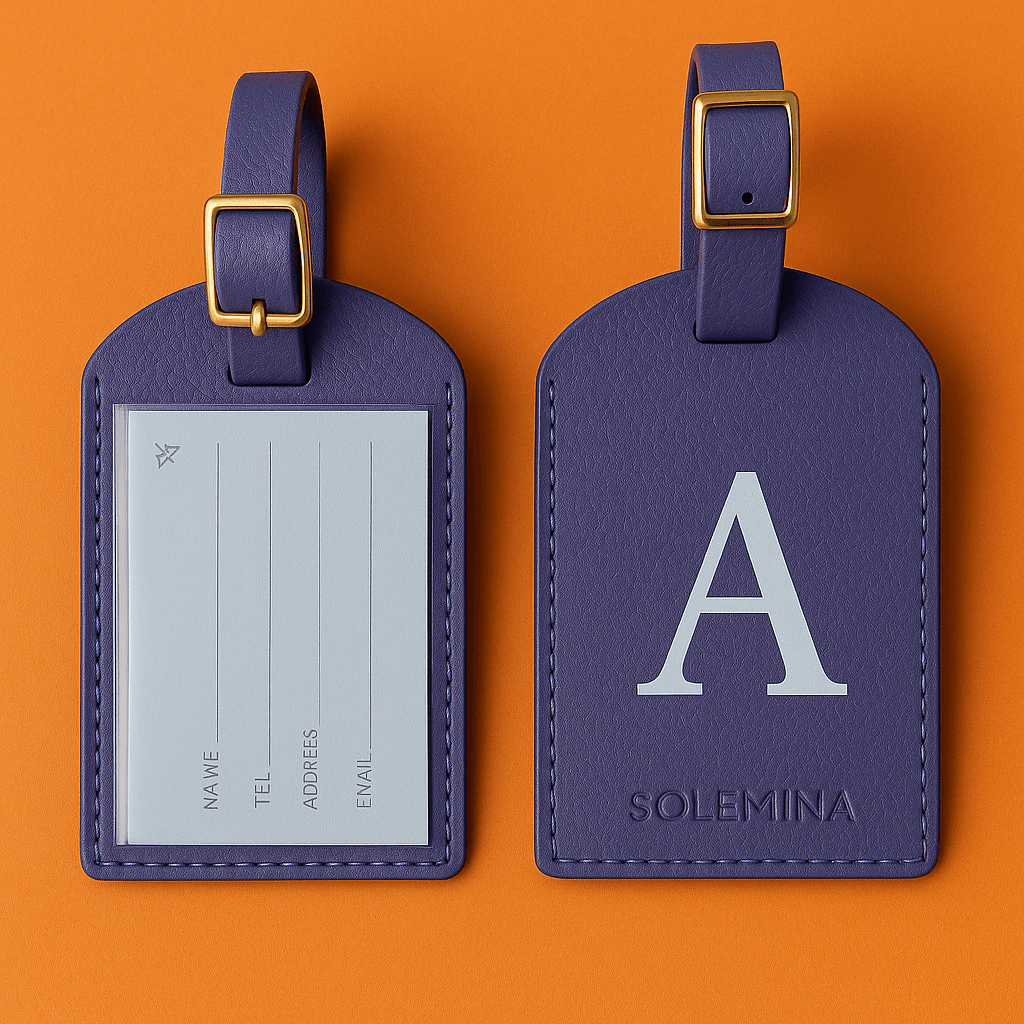 Leather Suitcase Tag (Personalized) - Midnight Blue