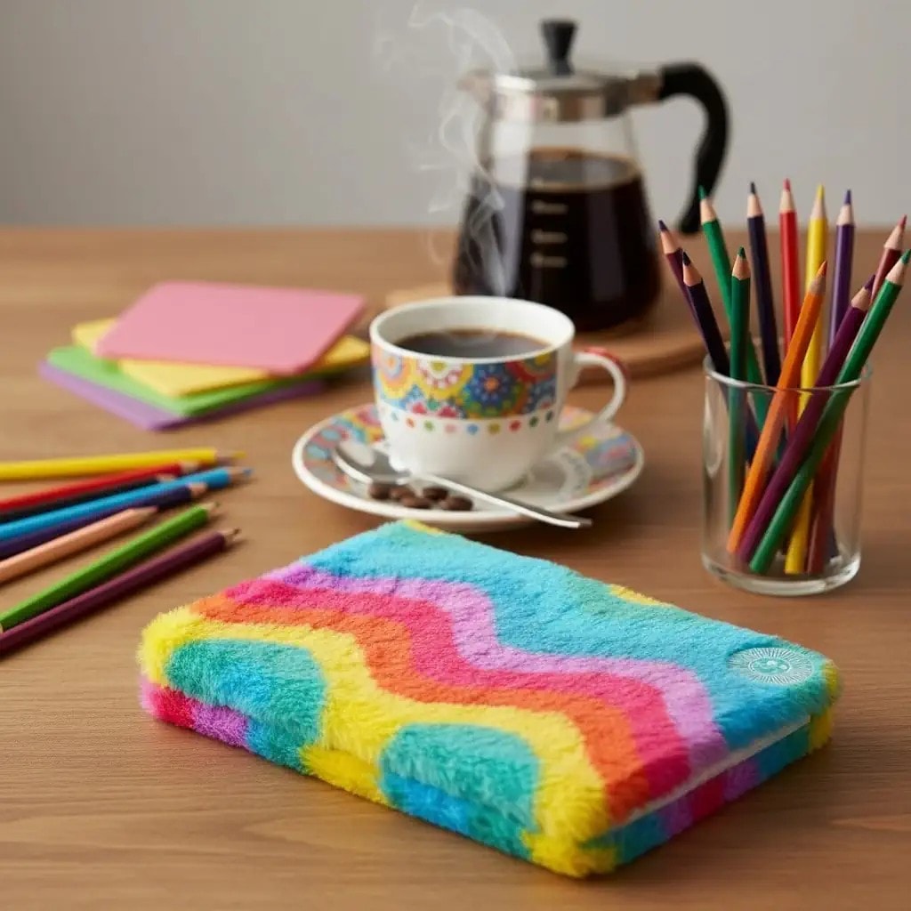 Peluş Gökkuşağı A5 Çizgili Defter