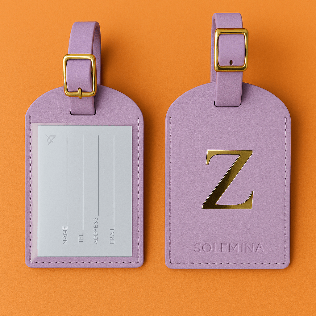 Leather Suitcase Tag (Personalized) - Lilac