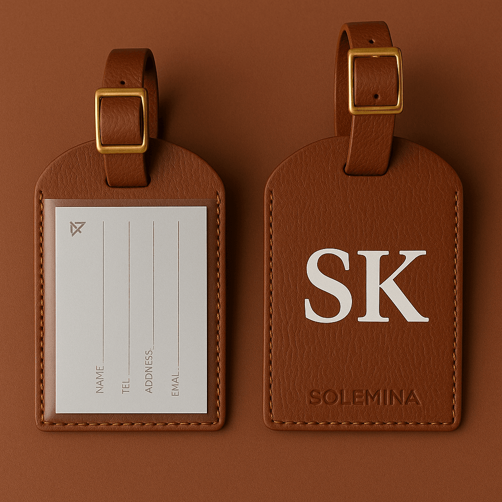 Leather Suitcase Tag (Personalized) - Tan