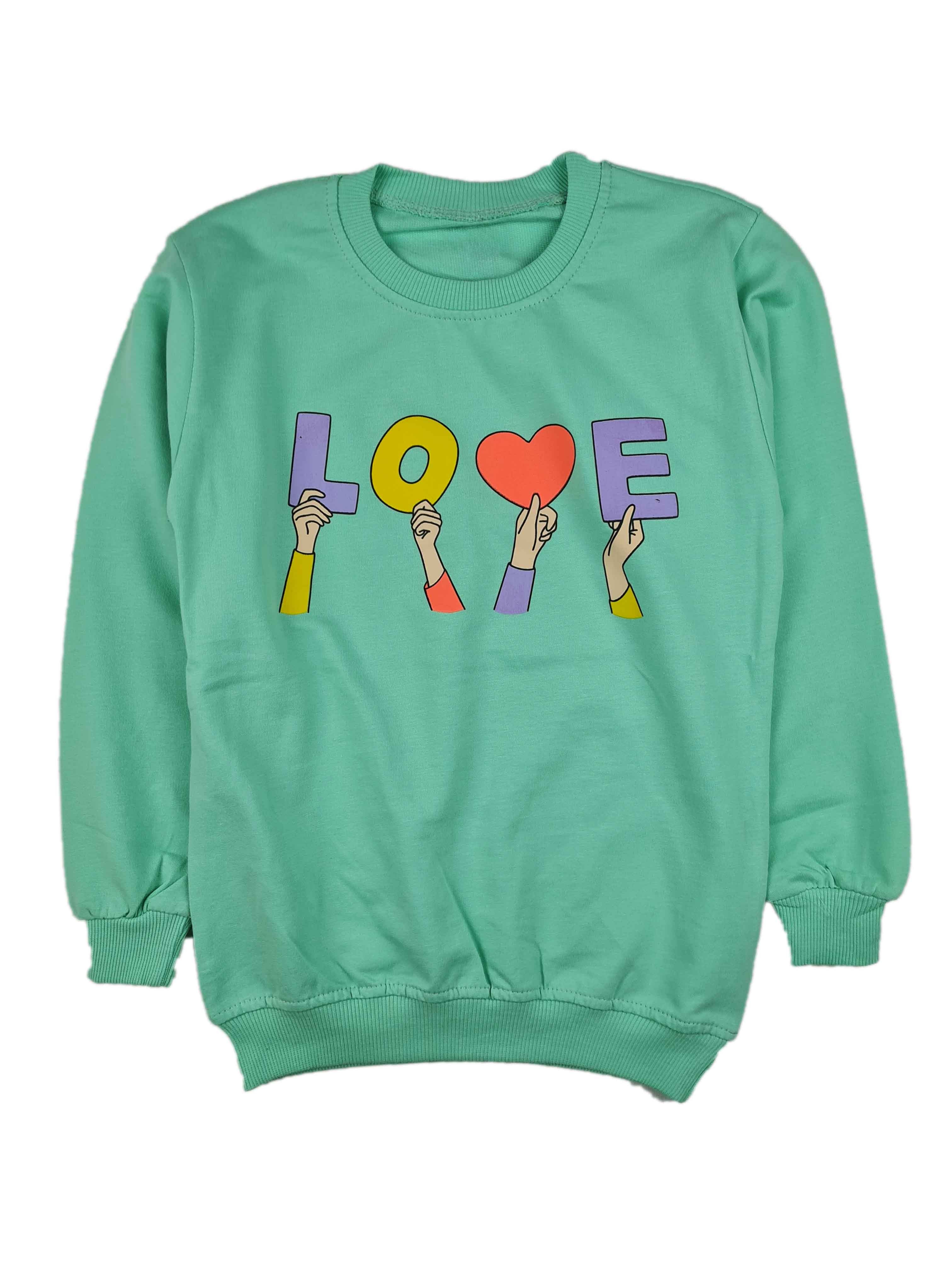 Kız Çocuk Mevsimlik Sweatshirt 7-11 Yaş Love Kalpli