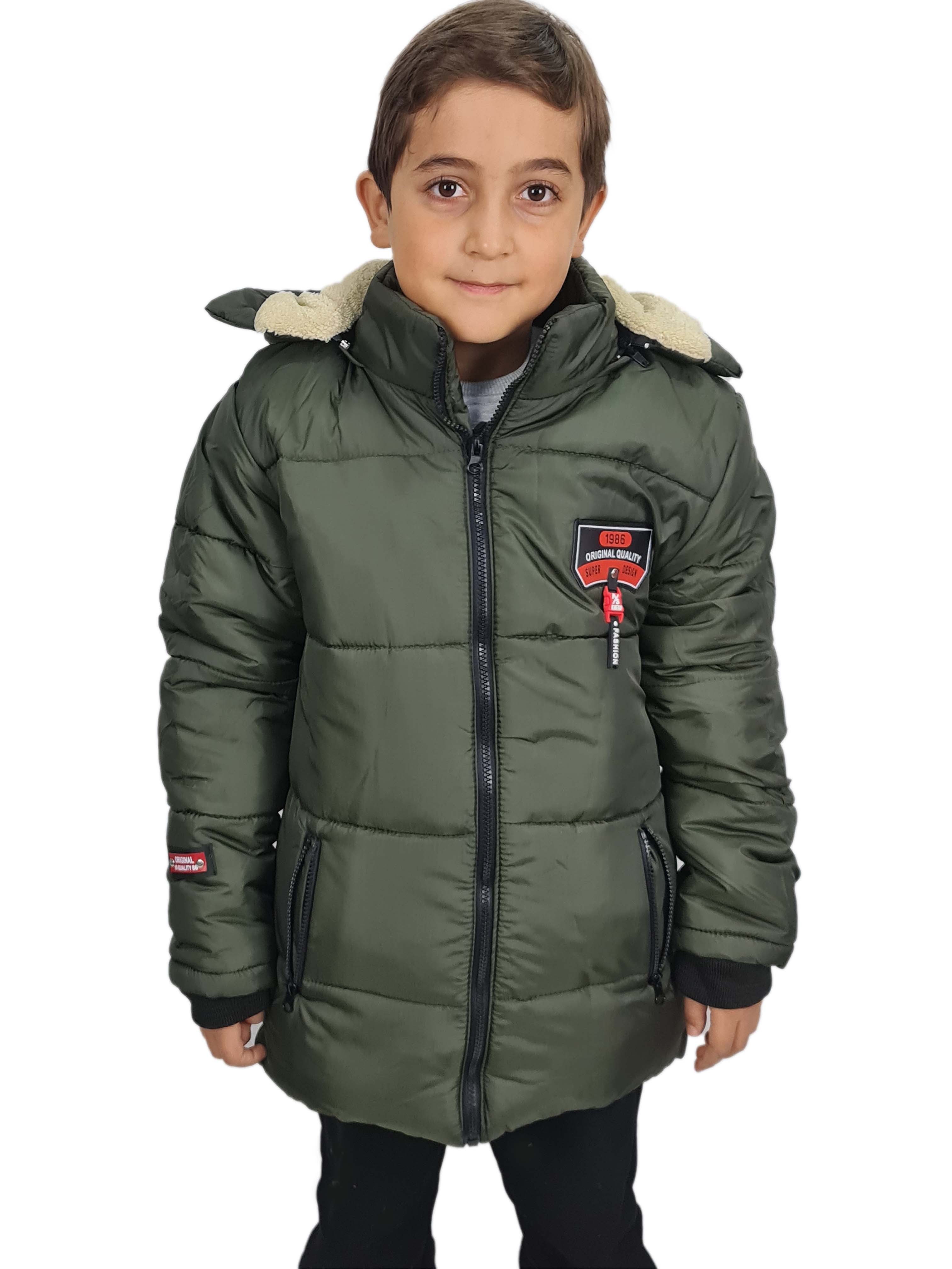 Erkek Çocuk İçi Kürklü Mont Kapüşonu Çıkabilir Kaban 4-15 Yaş Original Quality