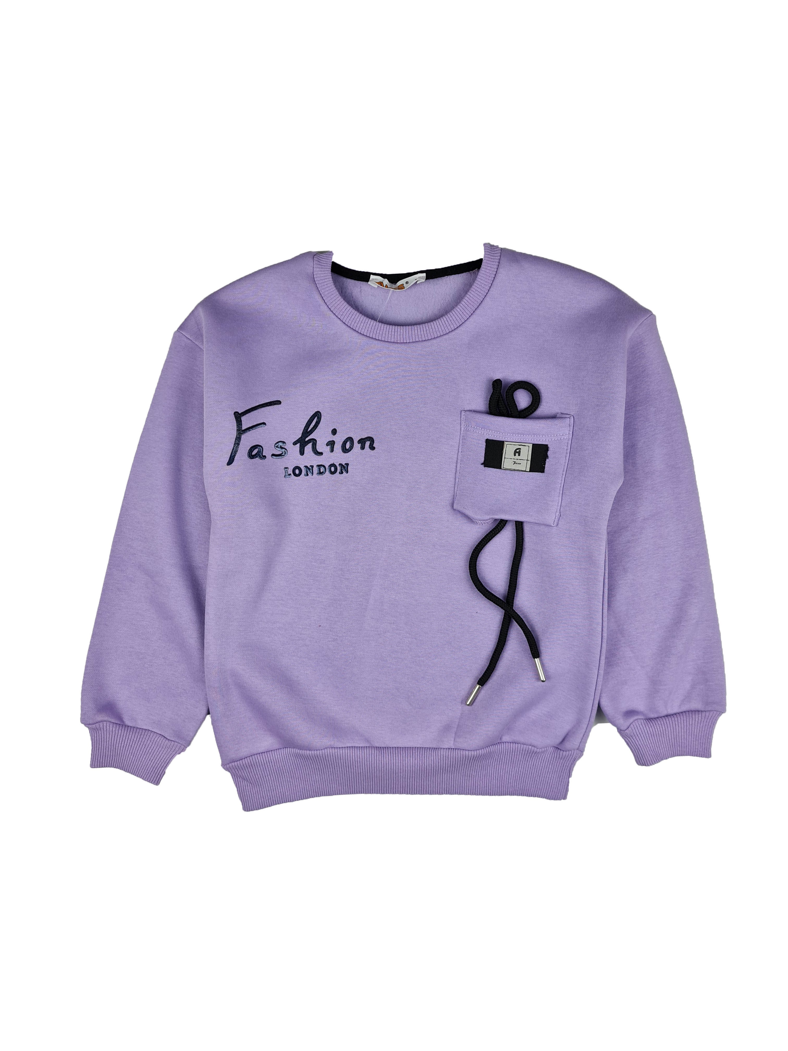 Kız Çocuk Üç İplik London Baskılı Sweatshirt Fashion