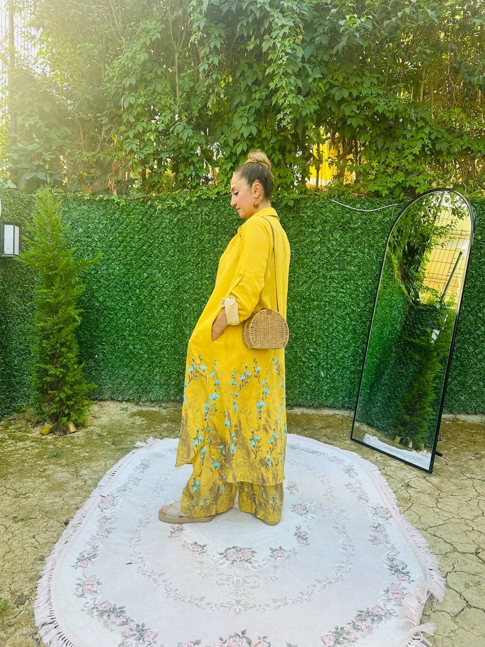 Etek Çıtır Çiçek Desenli Tunic Pantolon İkili Takım