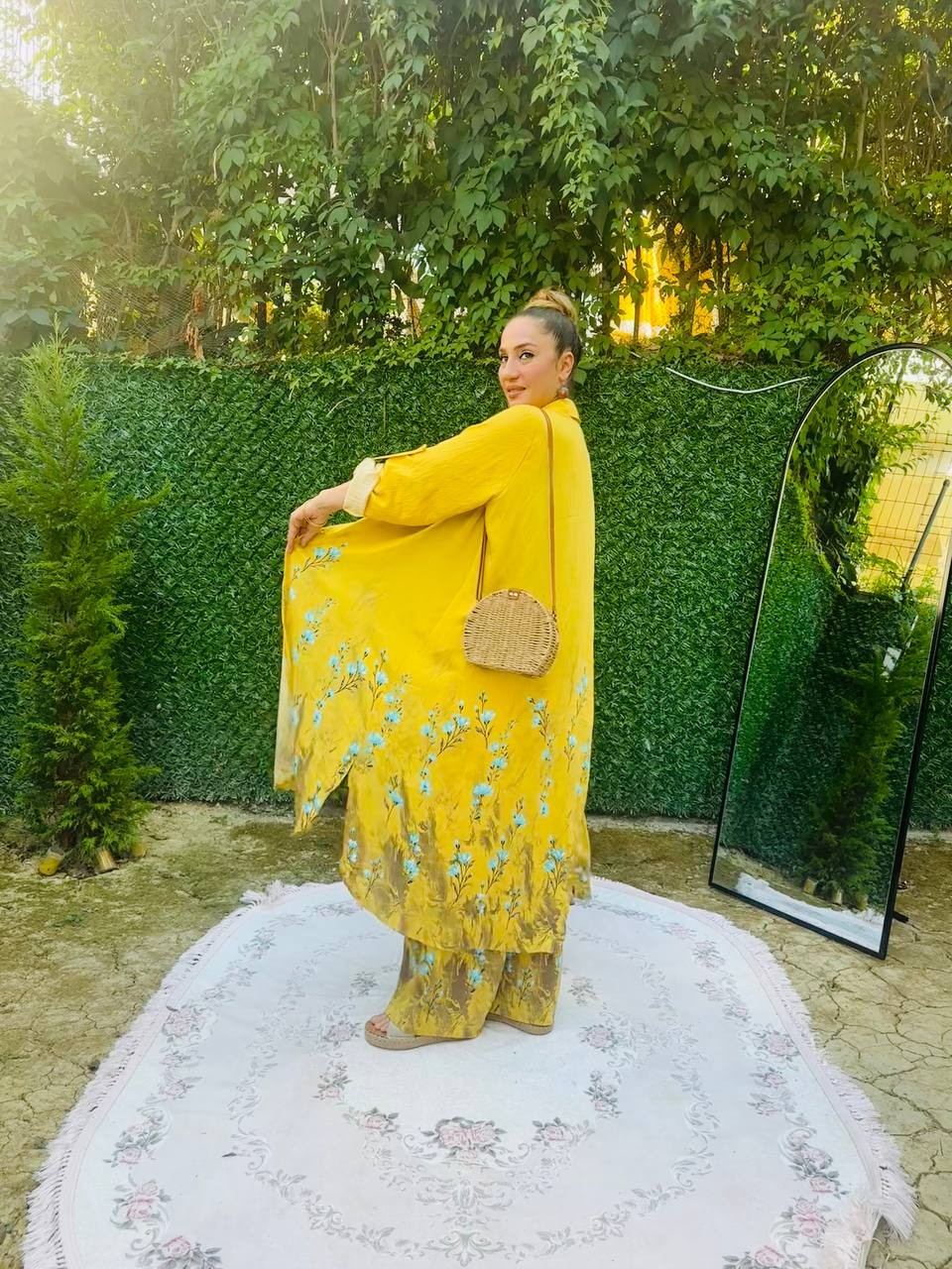 Etek Çıtır Çiçek Desenli Tunic Pantolon İkili Takım