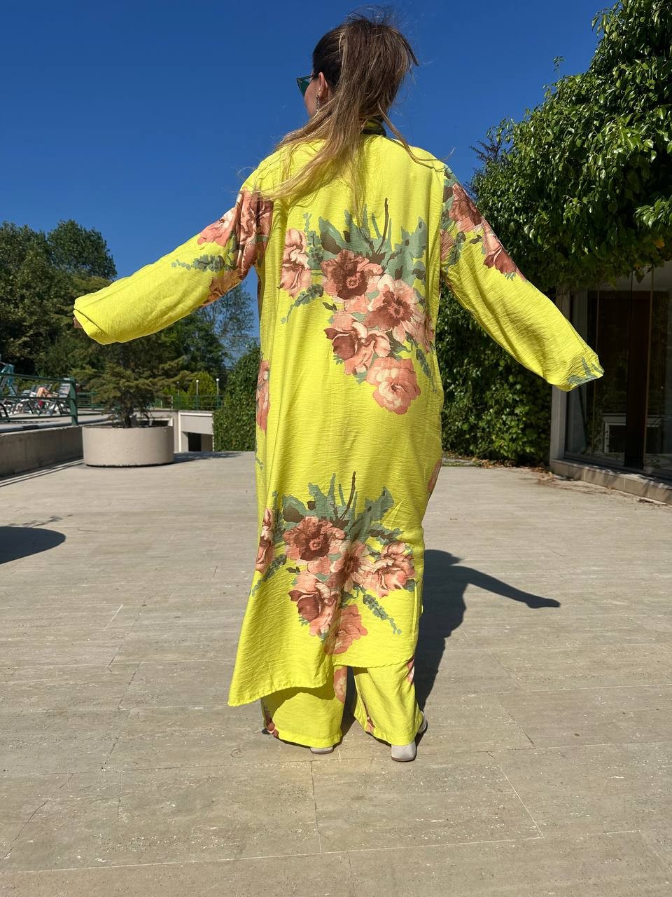 Çiçek Desenli Tunic Pantolon İkili Takım