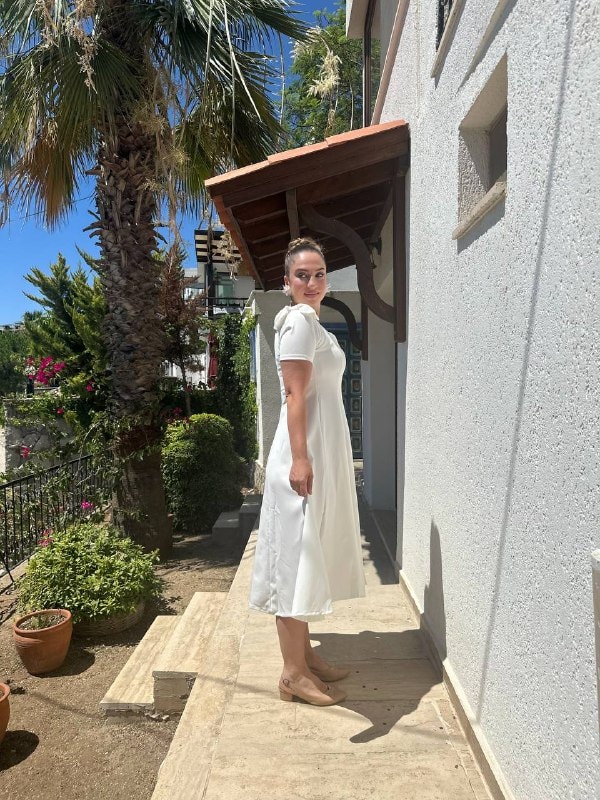 Fiyonk Kollu Anvelop Kesim Dokuma Elbise