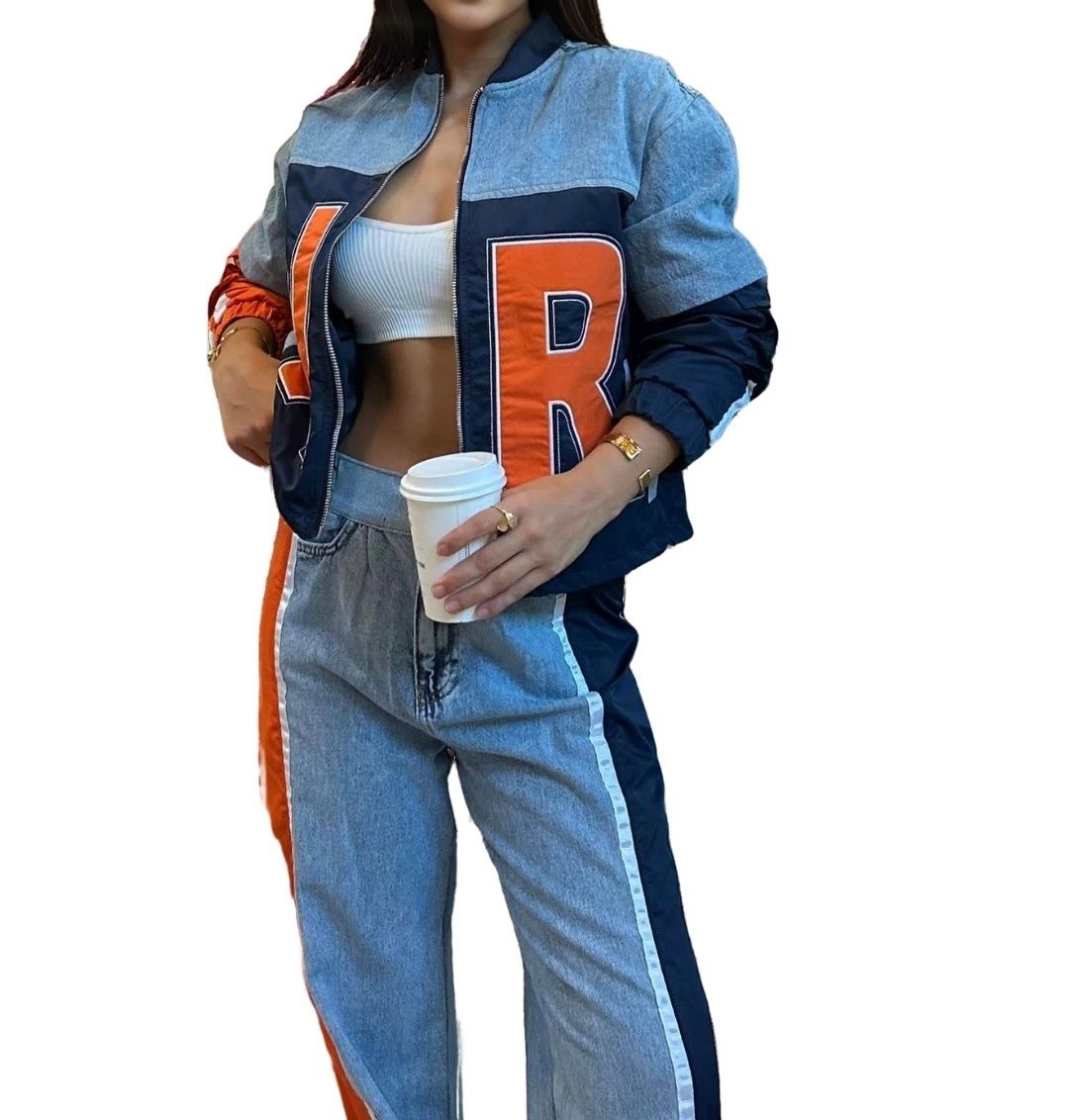 Tasarım Denim Paraşüt Detaylı Ceket Pantolon Takım