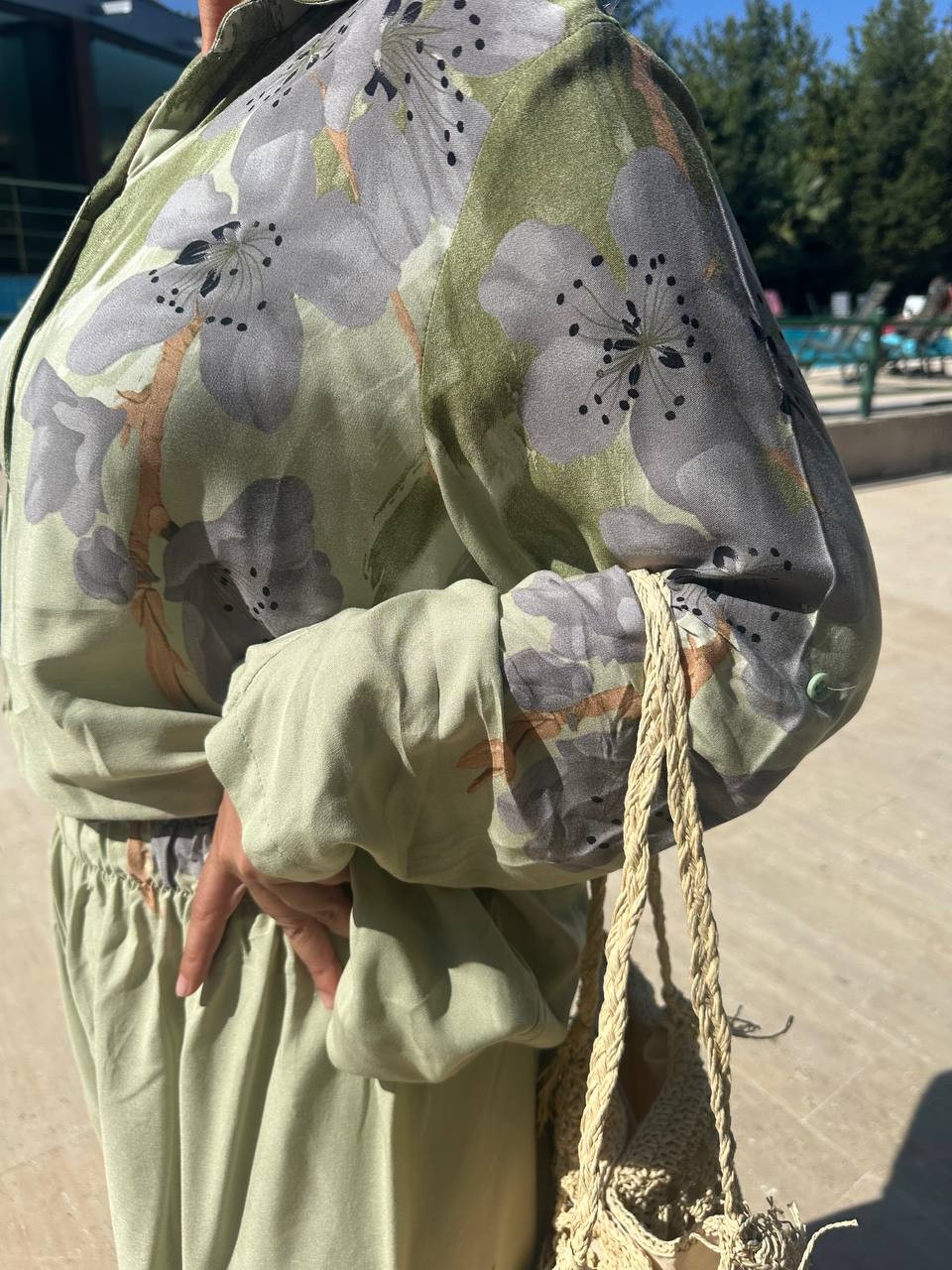 Çiçek Baskılı Gömlek Pantolon İkili Takım