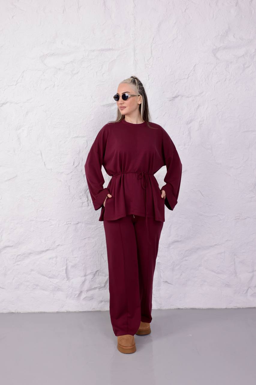 O.y.ş Kumaş Eşofman Takım  - Bordo