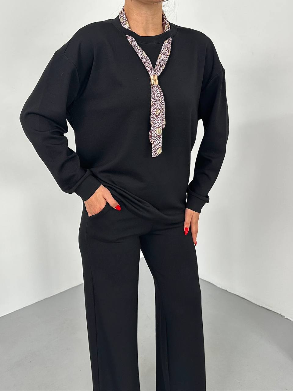 O.Y.Ş Kumaş Premium Fular Aksesuarlı 3'lü Set - Lacivert