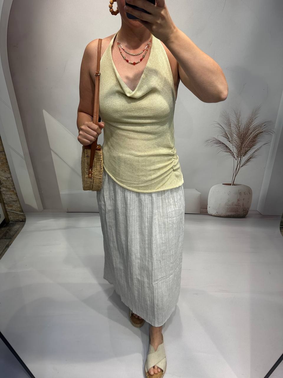 Pamuklu Halter Yaka Elbise