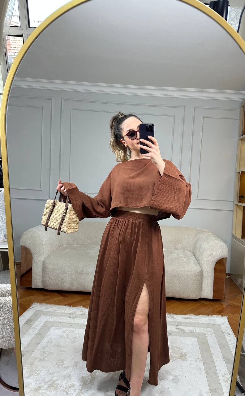 Müslin Kumaş Etek Bluz Takım
