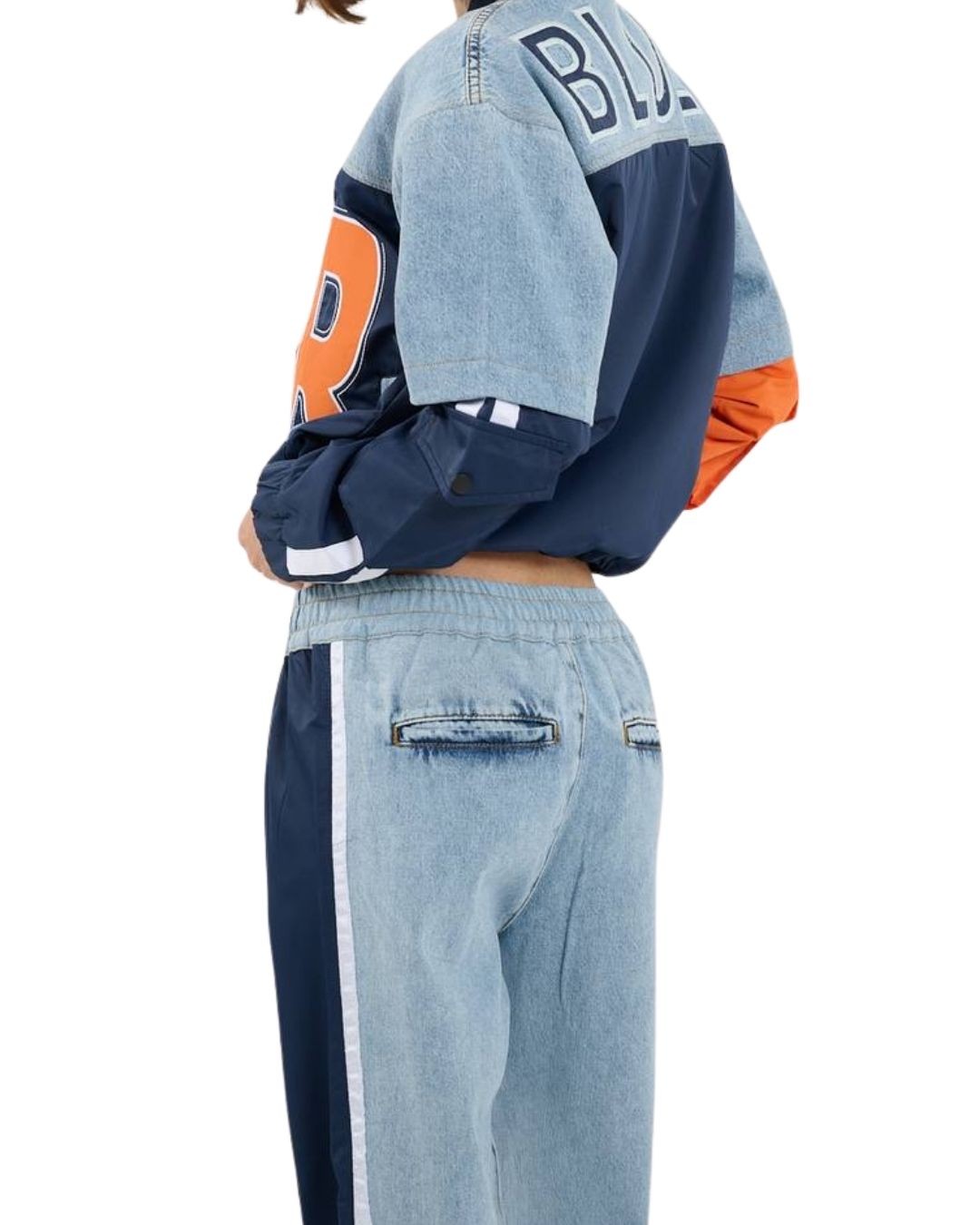 Tasarım Denim Paraşüt Detaylı Ceket Pantolon Takım