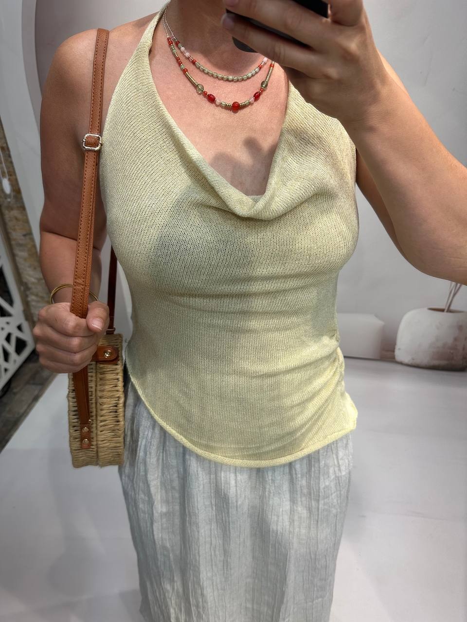 Pamuklu Halter Yaka Elbise