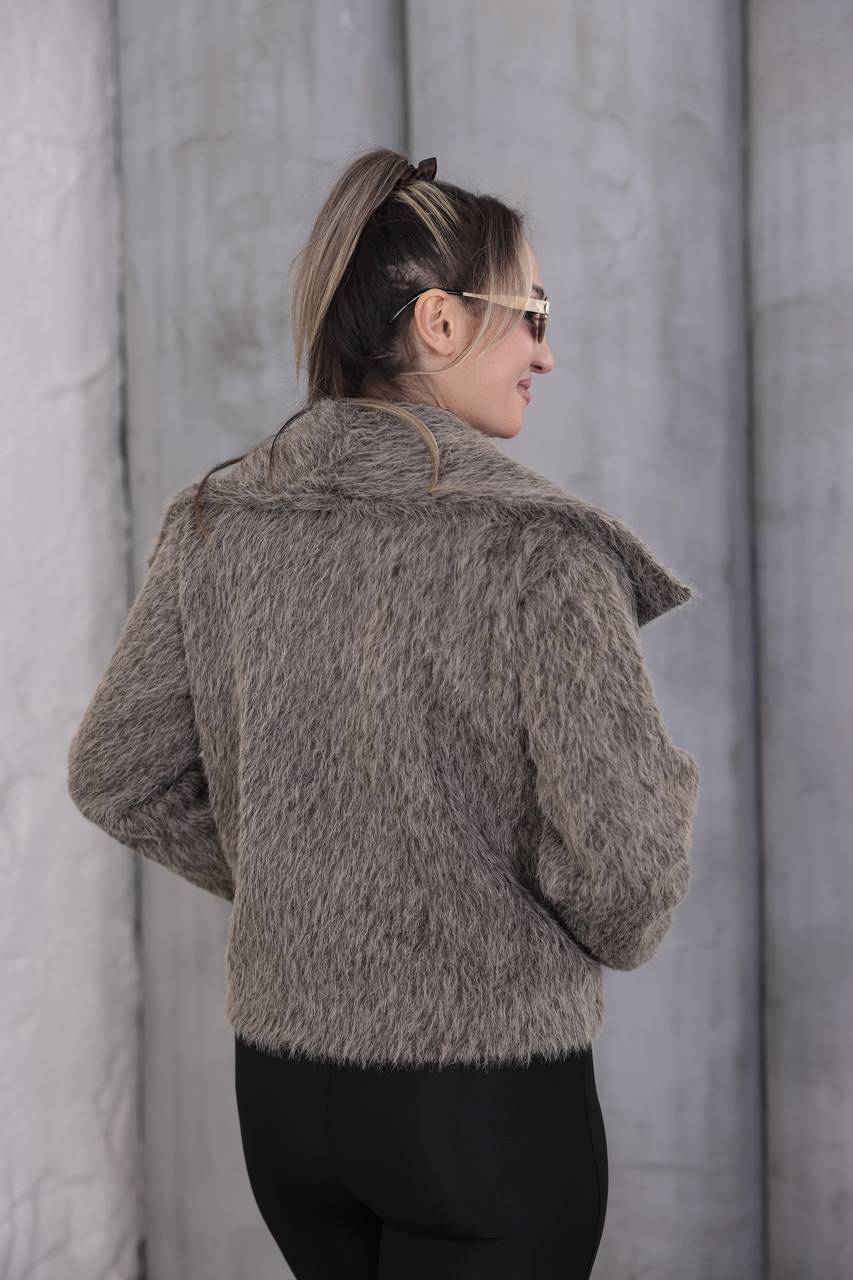 Premium Kaşmir Deri Tokalı Kısa Ceket