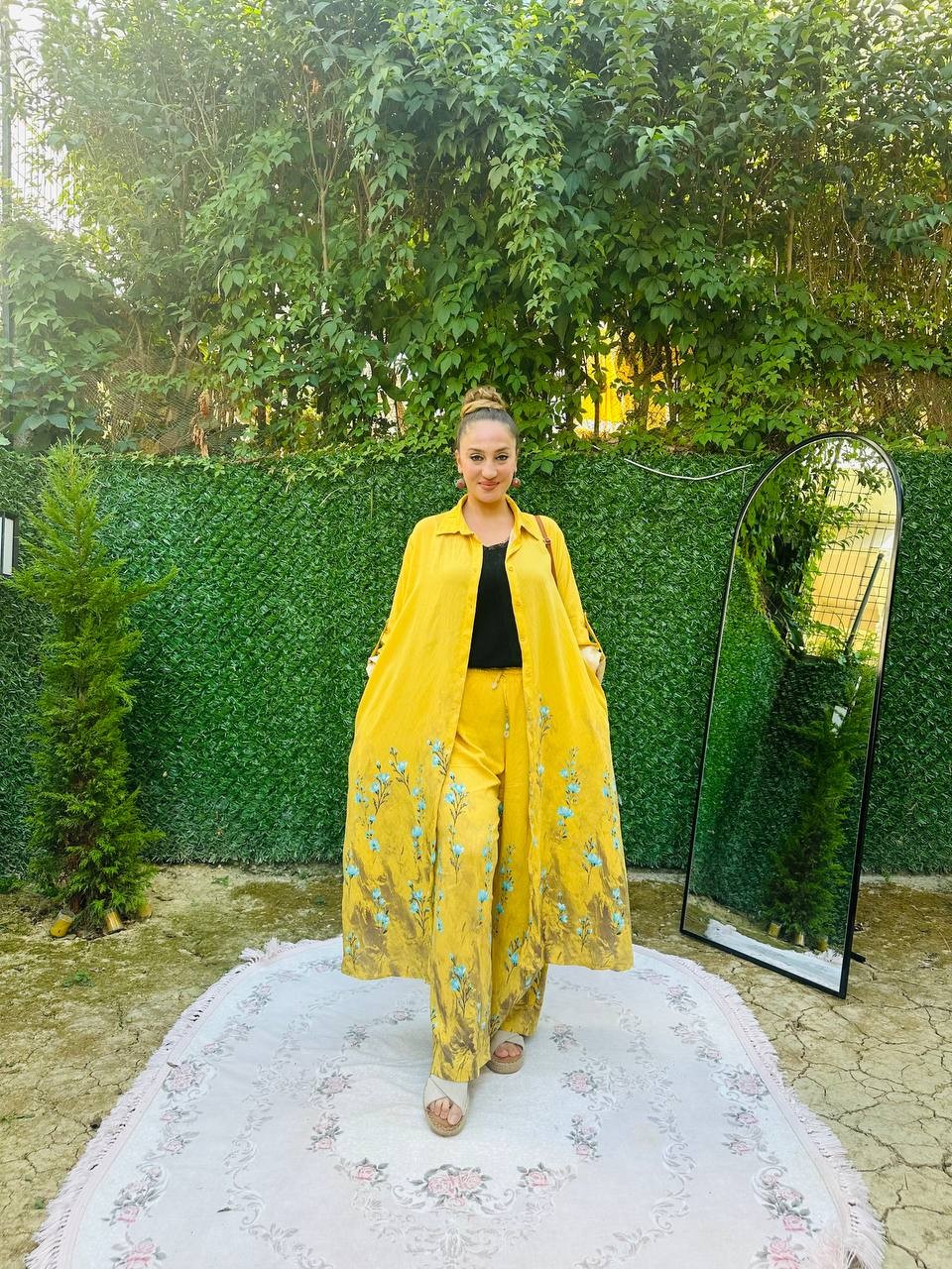 Etek Çıtır Çiçek Desenli Tunic Pantolon İkili Takım