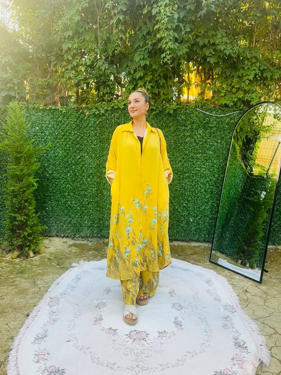 Etek Çıtır Çiçek Desenli Tunic Pantolon İkili Takım