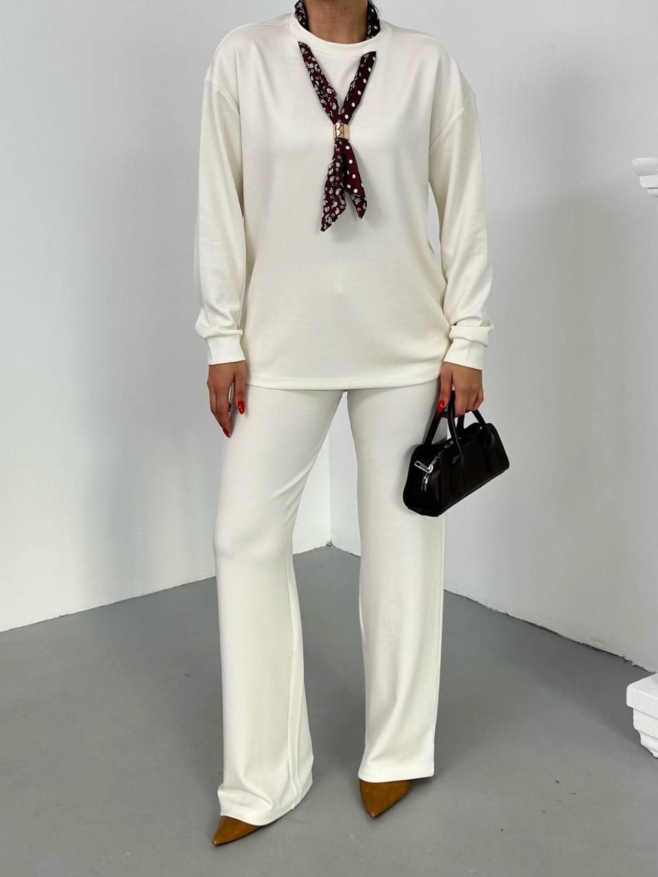 O.Y.Ş Kumaş Premium Fular Aksesuarlı 3'lü Set - Krem