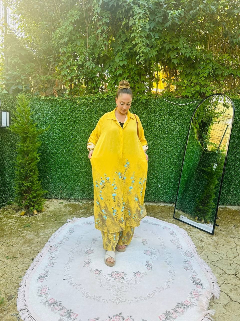 Etek Çıtır Çiçek Desenli Tunic Pantolon İkili Takım
