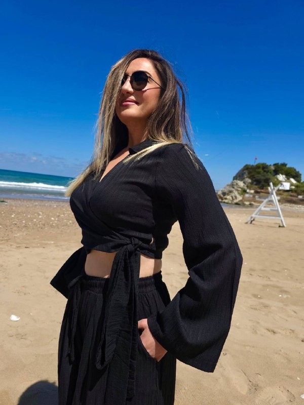 Gofre Tasarım Siyah Bluz PantolonTakım