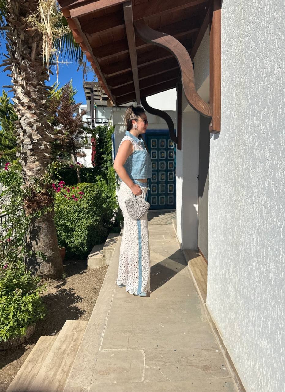 TASARIM Soft Payetli Jean Pamuk Dantelli Pantolon